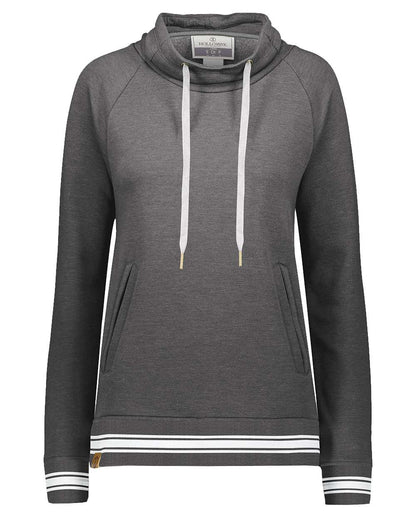 Holloway Women's All-American Fleece Funnel Neck Sweatshirt 229763 #color_Carbon Heather/ White
