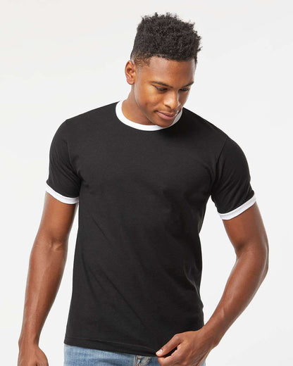 Tultex Fine Jersey Ringer T-Shirt 246 #colormdl_Black/ White