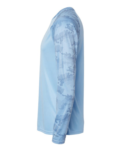 Paragon Unisex Cayman Performance Camo Colorblocked Long Sleeve T-Shirt 216 #color_Blue Mist