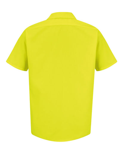 Red Kap Men's Tall Enhanced Visibility Short Sleeve Work Shirt SS24T #color_Yellow/ Green