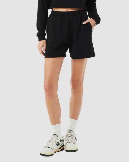 BELLA + CANVAS Women's Cutoff Fleece Shorts 3787 #colormdl_Black