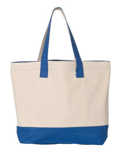 Q-Tees 19L Zippered Tote Q1300 #color_Natural/ Royal