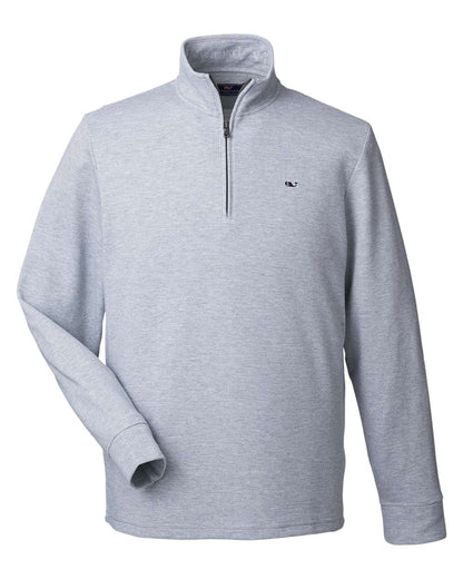 vineyard vines Men's Saltwater Quarter-Zip Pullover K002708 #color_White Cap/ Grey Heather