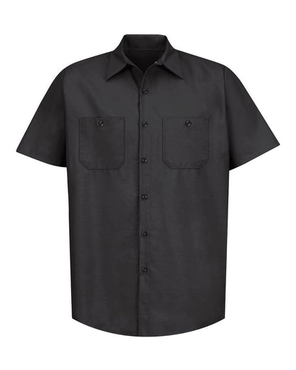 Red Kap Men's Industrial Short Sleeve Work Shirt SP24 #color_Black