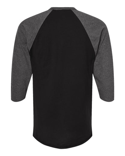 Tultex Fine Jersey Raglan T-Shirt 245 #color_Black/ Heather Charcoal