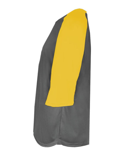 Badger Men's B-Core Three-Quarter Sleeve Baseball T-Shirt 4133 #color_Graphite/ Gold