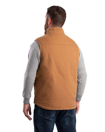 Berne Apparel Men's Heartland Sherpa-Lined Washed Duck Vest V818 #colormdl_Brown Duck
