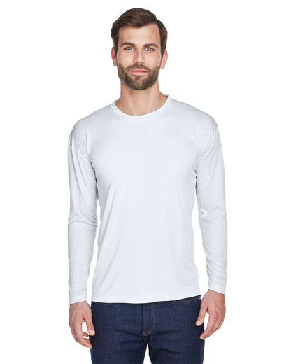 UltraClub Men's Cool & Dry Sport Long Sleeve Performance Interlock T-Shirt 8422 #colormdl_White