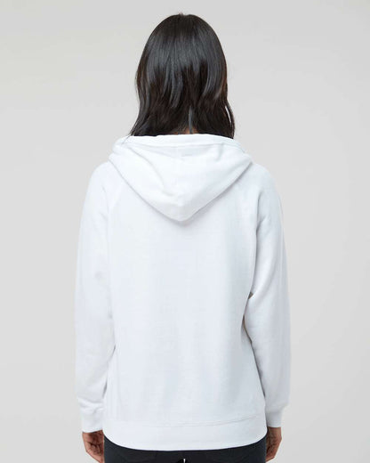 J. America Women's Sueded V-Neck Hooded Sweatshirt 8836 #colormdl_White