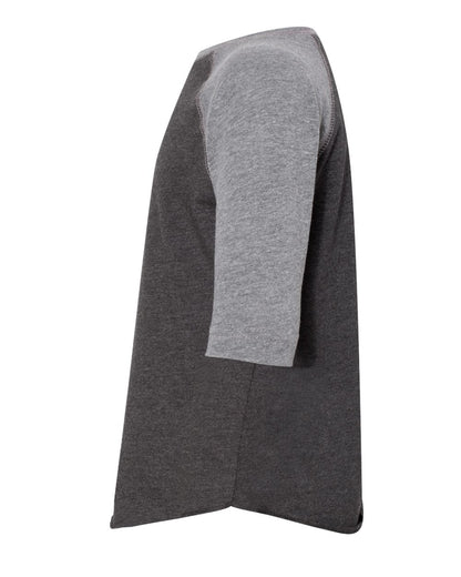 Rabbit Skins Toddler Baseball Fine Jersey Three-Quarter Sleeve Tee 3330 #color_Vintage Smoke/ Granite Heather