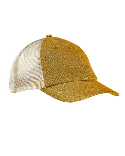 econscious Washed Hemp Soft Mesh Trucker Cap EC7095 #color_Old Gold/ Oyster