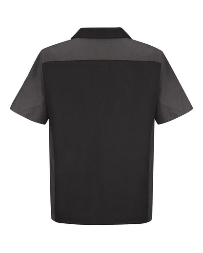 Red Kap Men's Tall Short Sleeve Automotive Crew Shirt SY20T #color_Black/ Charcoal
