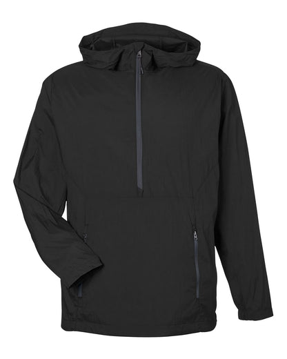 North End Men's Aura Lightweight Packable Anorak NE810 #color_Black/ Carbon