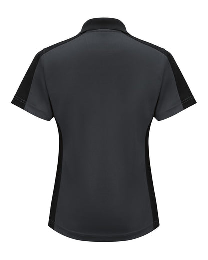 Red Kap Women's Performance Knit Two-Tone Polo SK53 #color_Charcoal/ Black