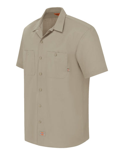 Dickies Men's Tall Industrial Short Sleeve Work Shirt S535T #color_Desert Sand