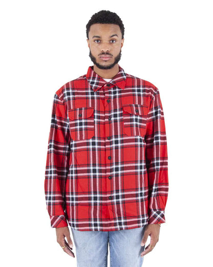 Shaka Wear Men's Plaid Flannel Jacket SHPFJ #colormdl_Red