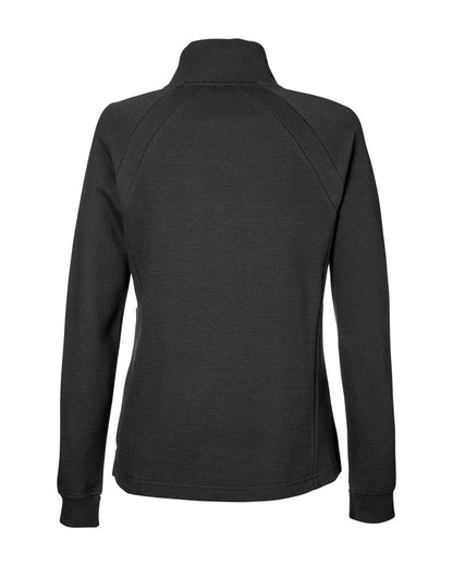 North End Women's Rhythm Waffle Cross-Neck Pullover NE200W #color_Black