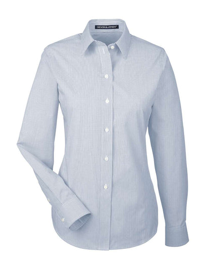Devon & Jones Women's Crown Collection® Striped Woven Dress Shirt DG534W #color_Navy/ White