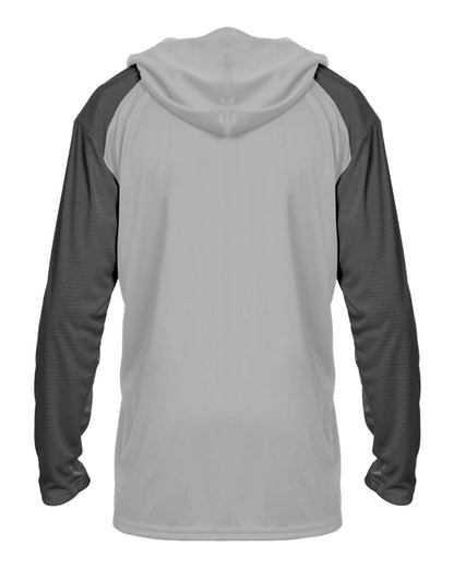 Badger Men's Breakout Hooded Long Sleeve T-Shirt 4235 #color_Silver/ Graphite