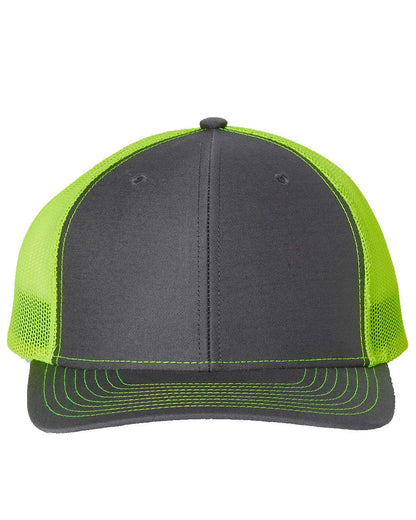 Richardson Snapback Trucker Cap 112 #color_Charcoal/ Neon Yellow