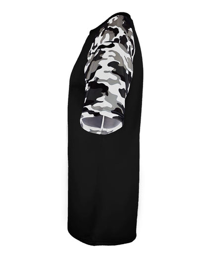 Badger Men's Camo Sport T-Shirt 4141 #color_Black/ White Camo