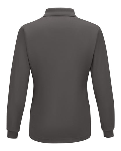 Red Kap Women's Long Sleeve Performance Knit Polo SK7L #color_Charcoal