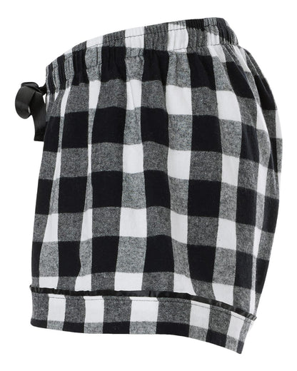 Boxercraft Women's Flannel Shorts BW6501 #color_Black/ White Buffalo Plaid