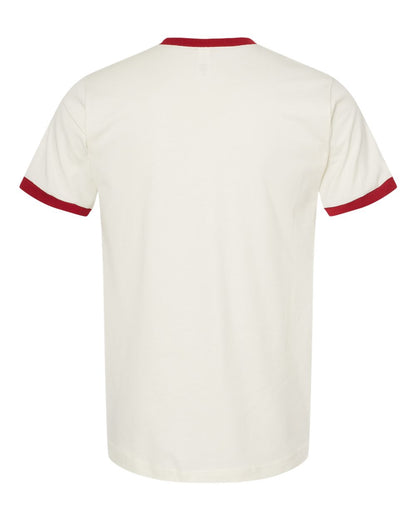 Tultex Fine Jersey Ringer T-Shirt 246 #color_Vintage White/ Rio Red