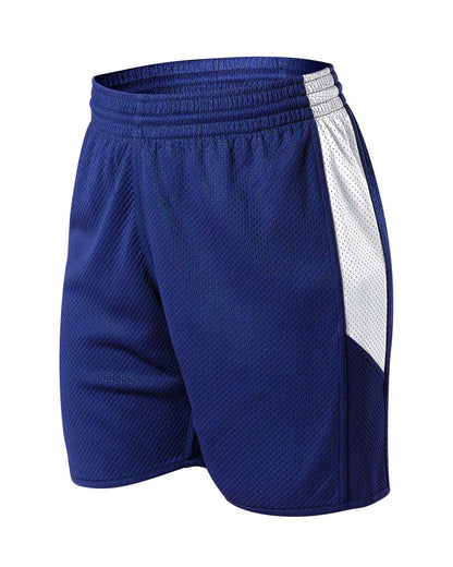 Alleson Athletic Women's Single Ply Reversible Shorts 589PSPW #color_Navy/ White