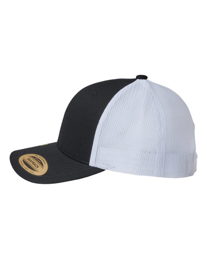 YP Classics Sustainable Retro Trucker Cap 6606R #color_Black/ White
