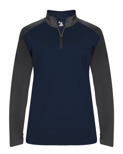 Badger Ultimate SoftLock™ Women's Sport Quarter-Zip Pullover 4008 #color_Navy/ Graphite