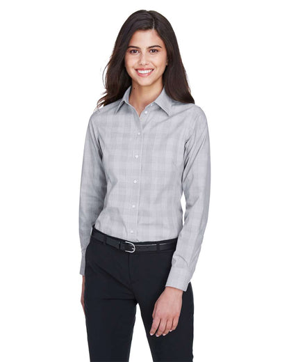 Devon & Jones Women's Crown Collection® Glen Plaid Woven Dress Shirt DG520W #colormdl_White/ Graphite/ Grey Heather