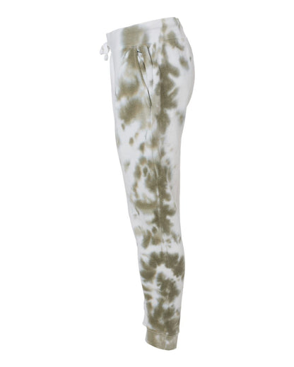 J. America Unisex Tie-Dyed Fleece Joggers 8884 #color_Olive Tie Dye