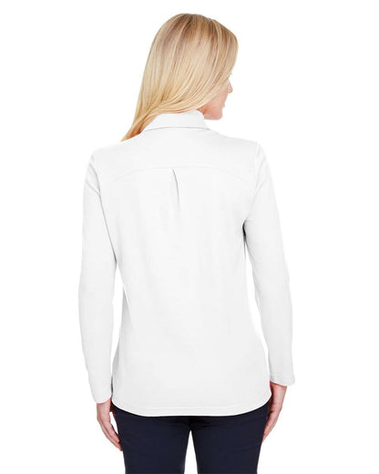 Devon & Jones Women's CrownLux Performance® Plaited Long Sleeve Polo DG20LW #colormdl_White