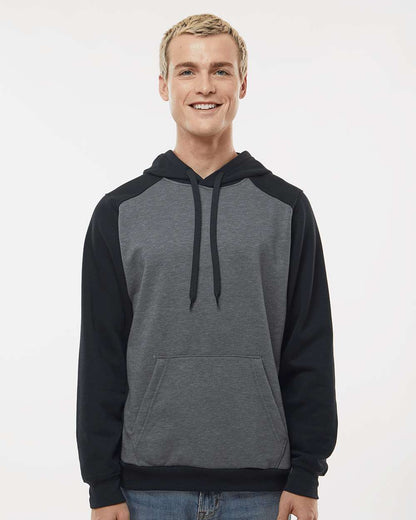 Augusta Sportswear Eco Revive™ Three-Season Triblend Fleece Hooded Sweatshirt 6865 #colormdl_Carbon Heather/ Black