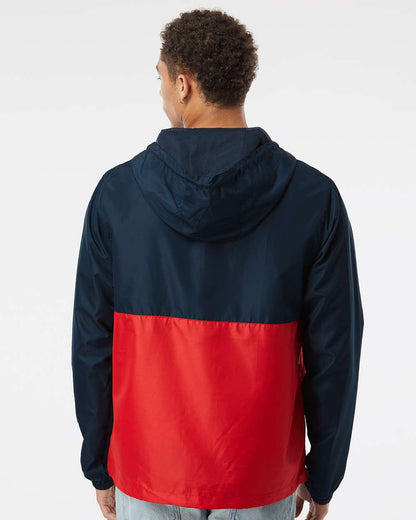 Independent Trading Co. Lightweight Quarter-Zip Windbreaker Pullover Jacket EXP54LWP #colormdl_Classic Navy/ Red