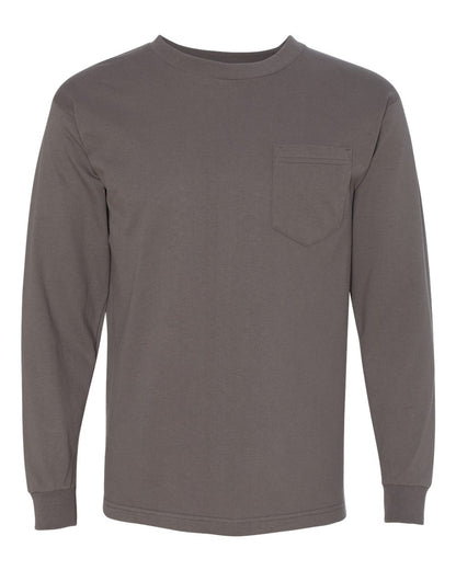 Bayside USA-Made Long Sleeve Pocket T-Shirt 8100 #color_Charcoal