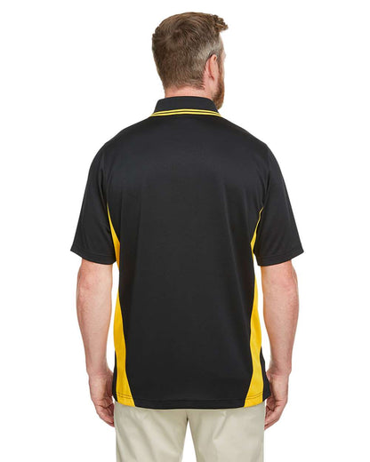 Harriton Men's Tall Flash Snag Protection Plus IL Colorblock Polo M386T #colormdl_Black/ Sunray Yellow