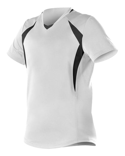 Alleson Athletic Girls' Short Sleeve Fastpitch Jersey 552JG #color_White/ Black