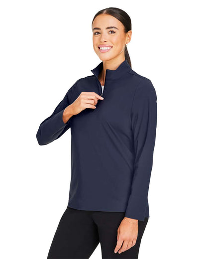 Devon & Jones Women's CrownLux Performance® Windsor Welded Quarter-Zip Pullover DG410W #colormdl_Navy
