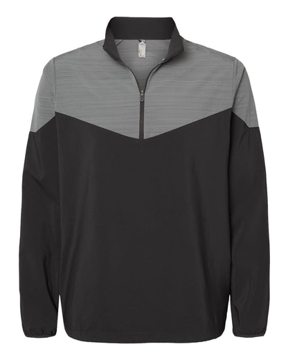 Adidas Heather Chevron Quarter-Zip Windshirt A546 #color_Black/ Black Heather