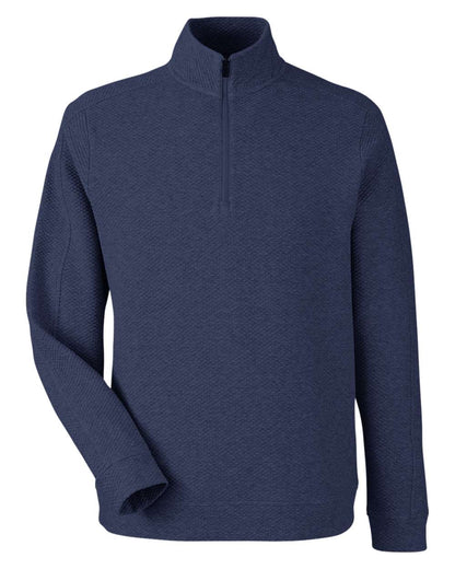 North End Men's Spirit Textured Quarter-Zip Pullover NE725 #color_Classic Navy Heather