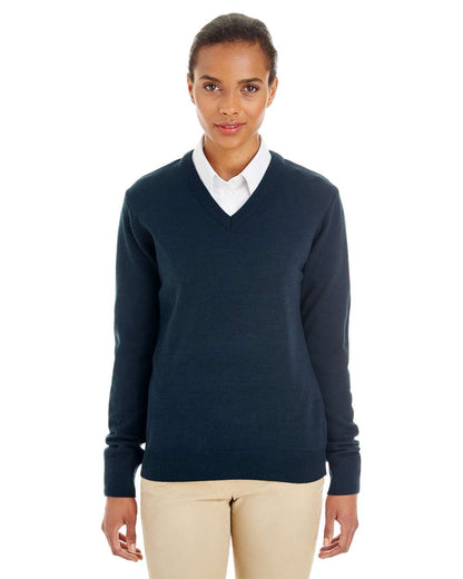 Harriton Women's Pilbloc V-Neck Sweater M420W #colormdl_Dark Navy