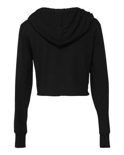 BELLA + CANVAS Women’s Triblend Crop Long Sleeve Hoodie 8512 #color_Solid Black Triblend