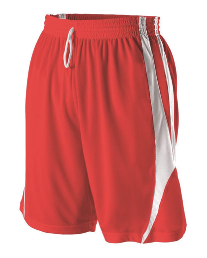 Alleson Athletic Reversible Basketball Shorts 54MMP #color_Red/ White