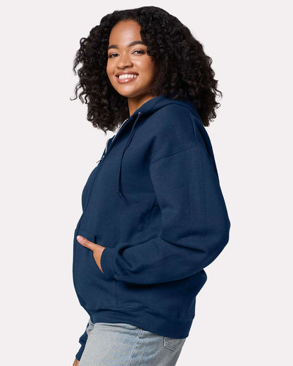 JERZEES Unisex Rugged Full-Zip Hooded Sweatshirt Z12MR #colormdl_Washed Navy