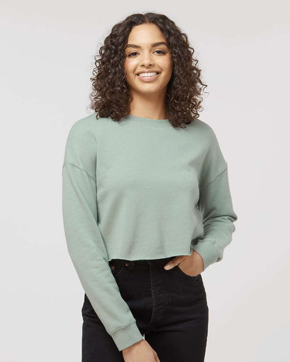 Independent Trading Co. Women's Lightweight Crop Crewneck Sweatshirt AFX24CRP #colormdl_Sage