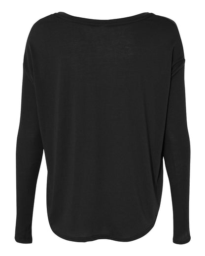 BELLA + CANVAS Women’s Flowy 2x1 Ribbed Long Sleeve Tee 8852 #color_Black