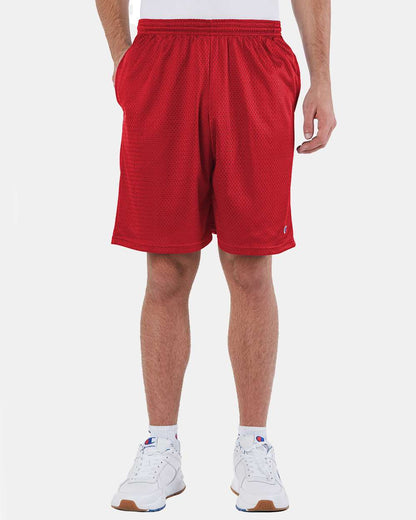 Champion Unisex Polyester Mesh 9" Shorts with Pockets S162 #colormdl_Scarlet