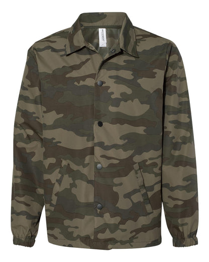 Independent Trading Co. Water-Resistant Windbreaker Coach’s Jacket EXP99CNB #color_Forest Camo